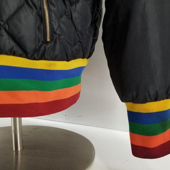 COOGI Vintage Womens Puffer Hooded Coat Jacket Black Rainbow Embroidered 3X - Picture 6 of 13